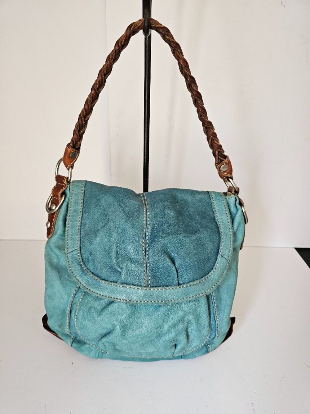Fossil Bag Blue Leather Casual Y2K Grunge Cottage Festival